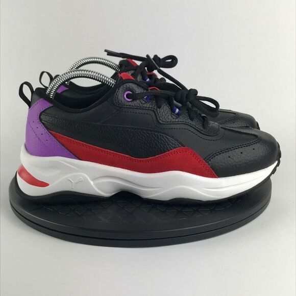 Puma Cilia Lux Black Leather Running Shoes Red/Purple 370282-08 Women’s Size 9 - Picture 4 of 12